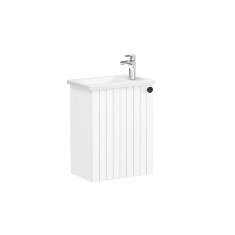 Vitra Root Groove 69177 Lavabo Dolabı, Kapaklı, 45 Cm, Kompakt, Mat Beyaz, Köşeli Lavabolu, Sol